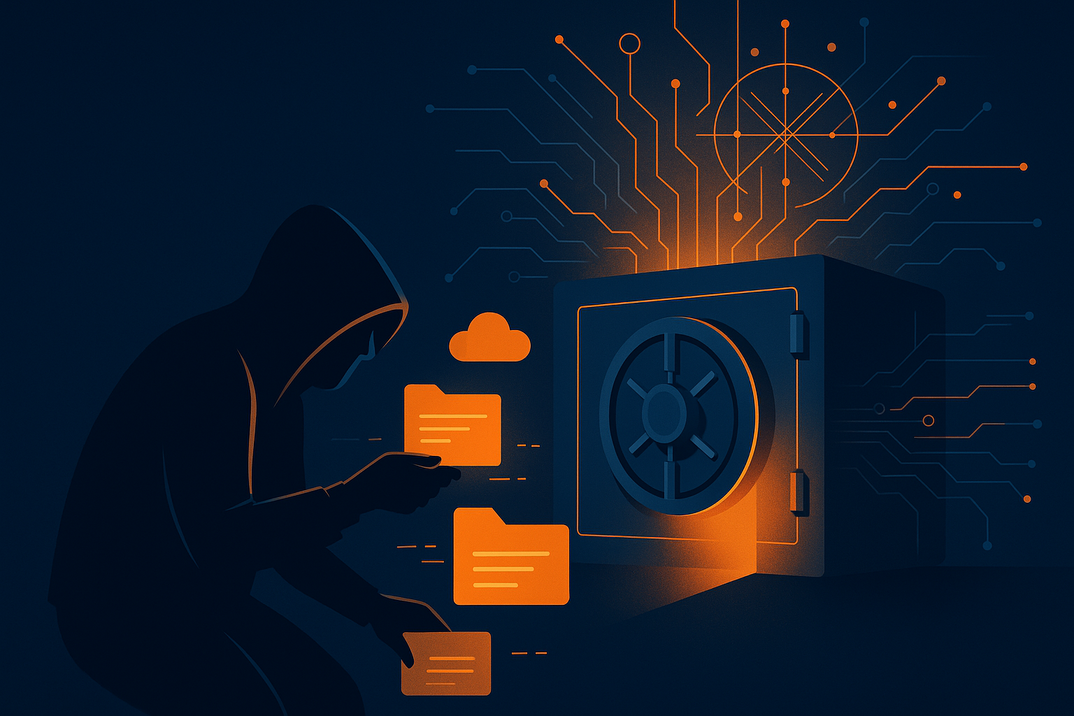 A malicious person tampering with a vlaut of senstive data