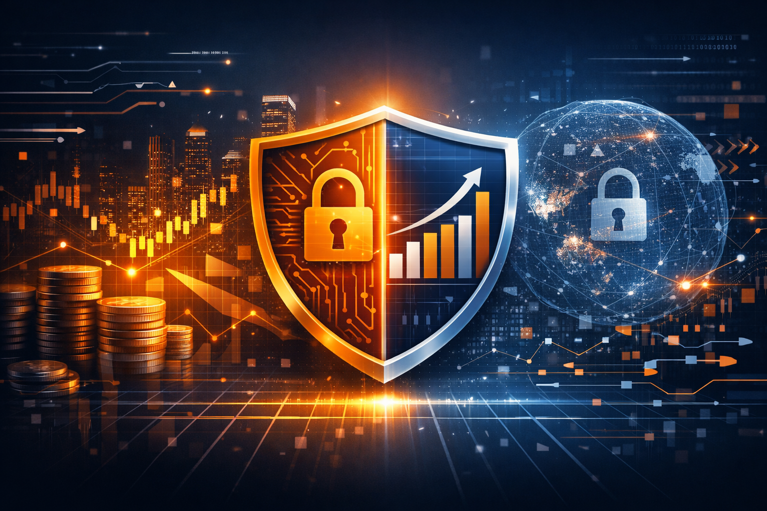 Shield symbolizing cybersecurity and growth